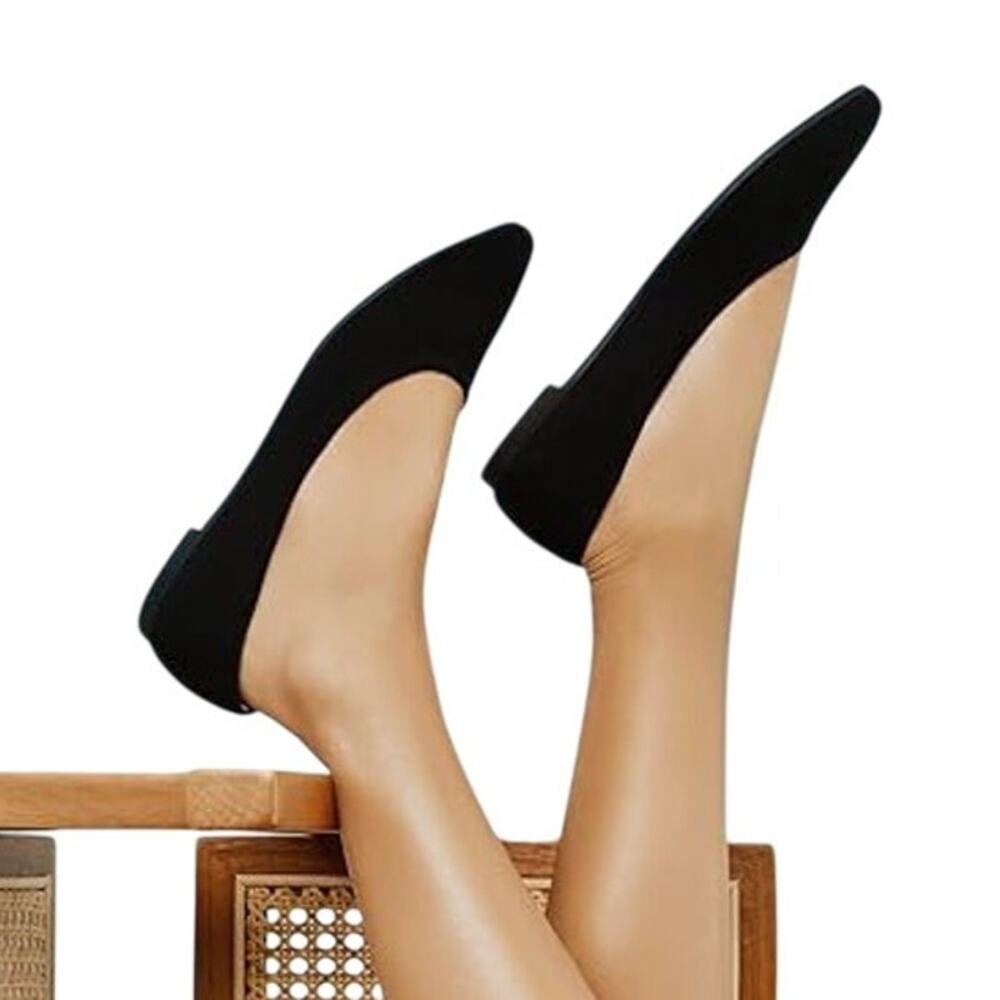 Rekayla Womens Size 11 Black Faux Suede Pointy Toe Pointy Toe Ballet Flat Shoes